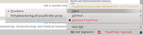 Základní přepínání mezi proxy sítěmi