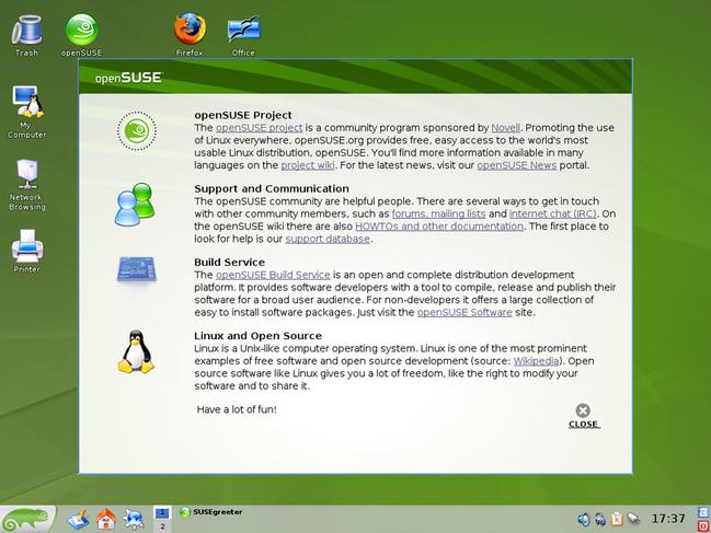 Distribuce openSUSE s vylepšeným prostředím KDE.